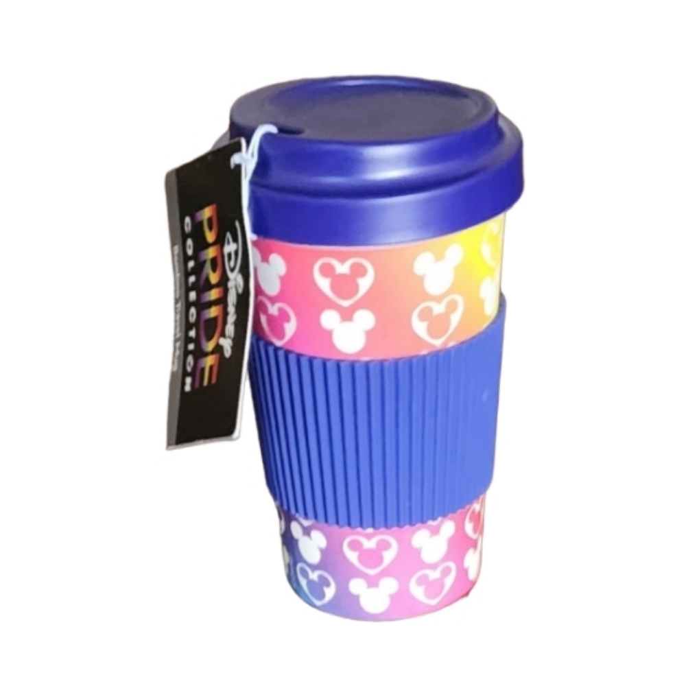 Disney Mickey Mouse Logo With Hearts Pride Collection Bamboo Travel Mug